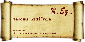 Mancsu Szénia névjegykártya